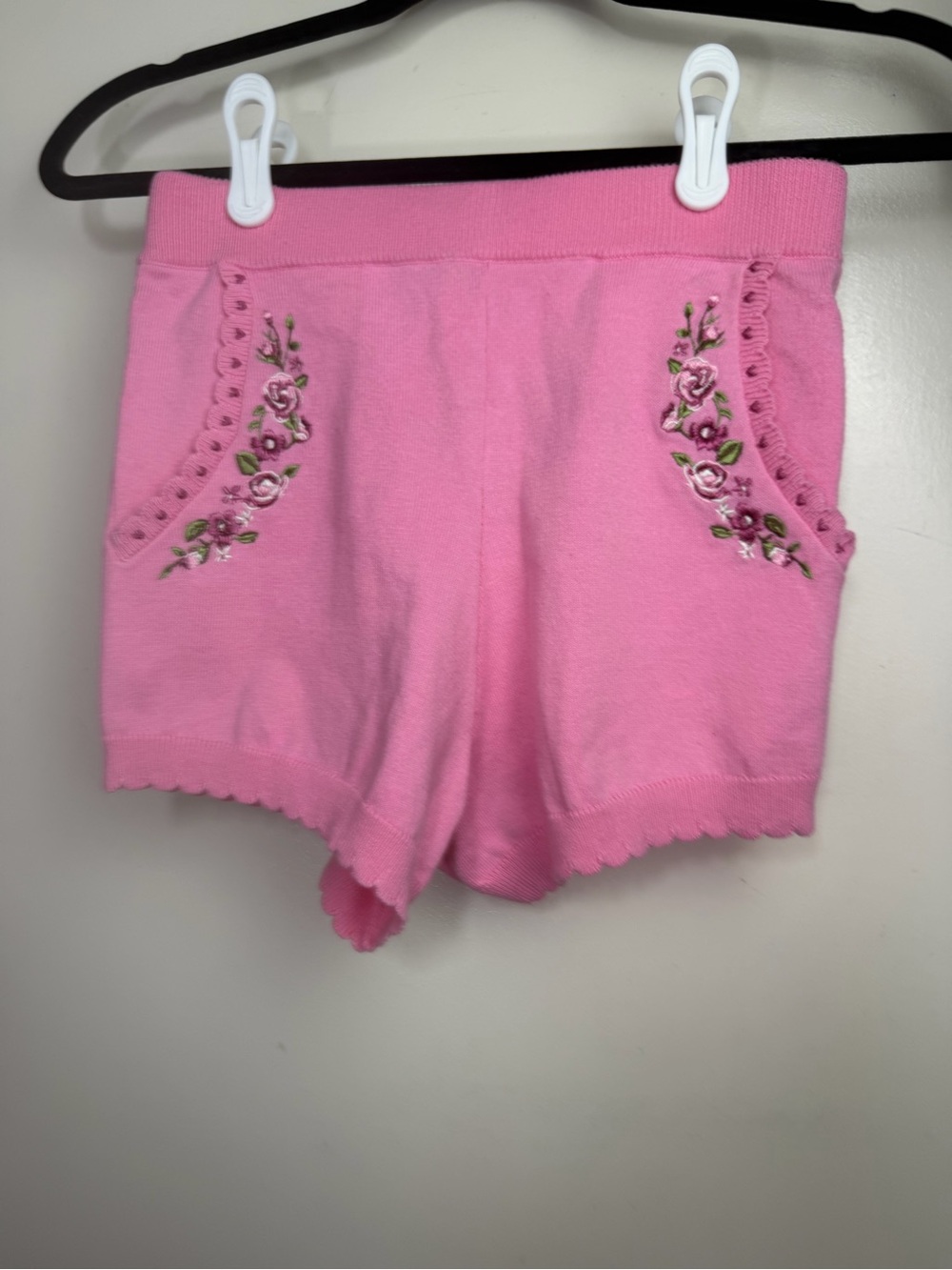 Sugar Thrillz X Dolls‎ Kill Pink Embroidered Suitor Secured Knit Shorts NWT Sz S